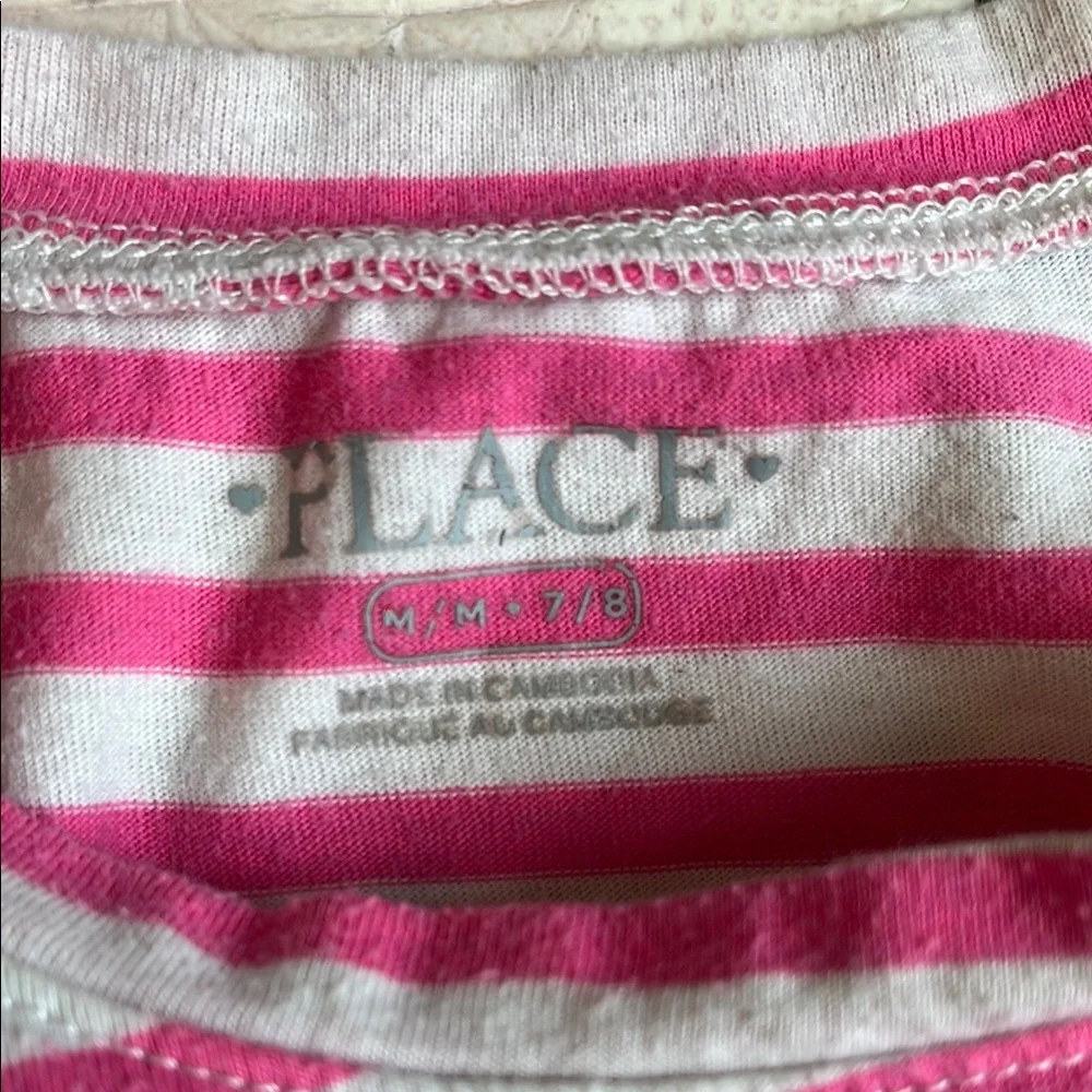 The Children’s Place Pink Butterfly and Strawberry Cold Shoulder Tops (Size:7/8)
